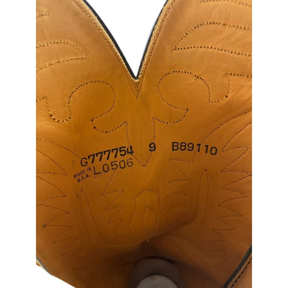Lucchese Brown Leather Western Cowboy Boots with Black Overlay - Picture 8 of 8